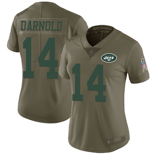 New York Jets Limited Olive Women Sam Darnold Jersey NFL Football #14 2017 Salute to Service->women nfl jersey->Women Jersey